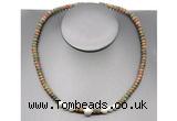 CFN215 4*6mm faceted rondelle unakite & potato white freshwater pearl necklace