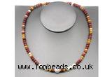 CFN217 4*6mm faceted rondelle mookaite & potato white freshwater pearl necklace