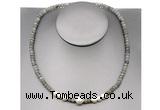 CFN218 4*6mm faceted rondelle labradorite & potato white freshwater pearl necklace