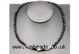 CFN219 4*6mm faceted rondelle black labradorite & potato white freshwater pearl necklace