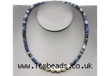 CFN221 4*6mm faceted rondelle sodalite & potato white freshwater pearl necklace