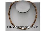 CFN222 4*6mm faceted rondelle yellow tiger eye & potato white freshwater pearl necklace