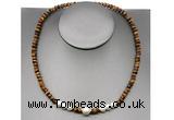 CFN222 4*6mm faceted rondelle yellow tiger eye & potato white freshwater pearl necklace