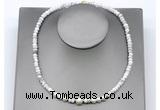 CFN227 4*6mm faceted rondelle white howlite & potato white freshwater pearl necklace