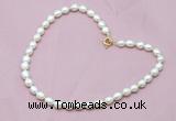 CFN302 16 - 24 inches 9mm - 10mm rice white freshwater pearl necklace