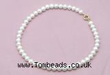 CFN593 Non-knotted 9mm - 10mm potato white freshwater pearl necklace