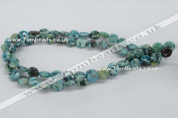 CFS107 15.5 inches 12mm flat round blue feldspar gemstone beads