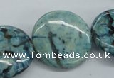 CFS109 15.5 inches 30mm flat round blue feldspar gemstone beads