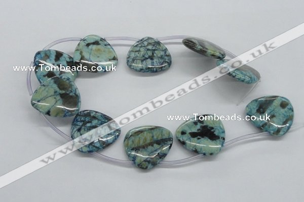 CFS119 30*30mm top-drilled triangle blue feldspar gemstone beads