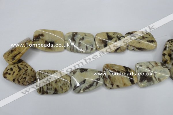 CFS207 30*40mm twisted rectangle natural feldspar gemstone beads