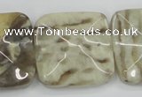 CFS208 30*30mm wavy square natural feldspar gemstone beads