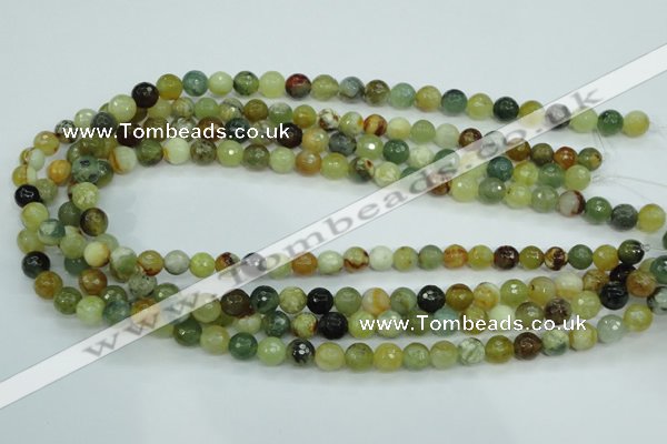 CFW03 15.5 inches 8mm faceted round flower jade beads wholesale
