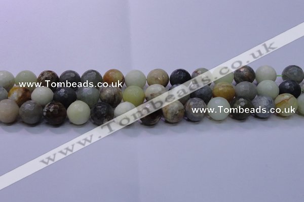 CFW06 15.5 inches 14mm faceted round flower jade beads wholesale