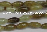 CFW115 15.5 inches 6*13mm rice flower jade gemstone beads