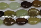 CFW120 15.5 inches 10*14mm flat teardrop flower jade gemstone beads