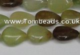 CFW123 15.5 inches 13*18mm flat teardrop flower jade gemstone beads