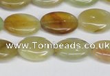 CFW126 15.5 inches 12*16mm flat oval flower jade gemstone beads