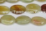 CFW127 15.5 inches 13*18mm flat oval flower jade gemstone beads