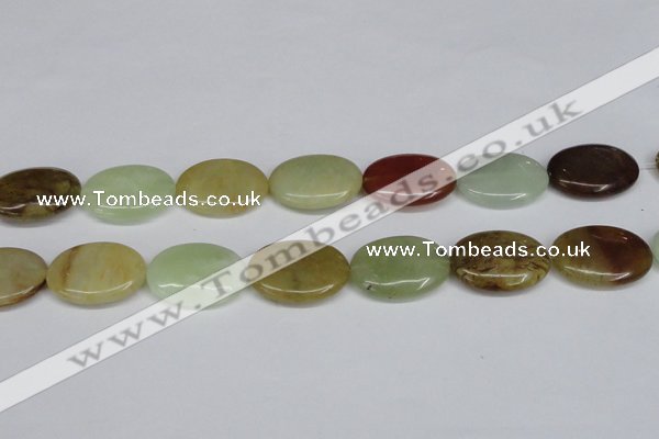 CFW131 15.5 inches 22*30mm flat oval flower jade gemstone beads