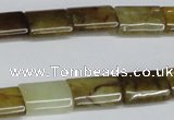 CFW141 15.5 inches 10*14mm flat tube flower jade gemstone beads