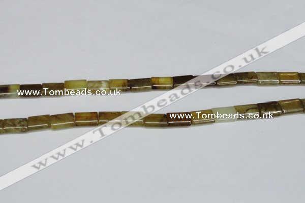 CFW141 15.5 inches 10*14mm flat tube flower jade gemstone beads