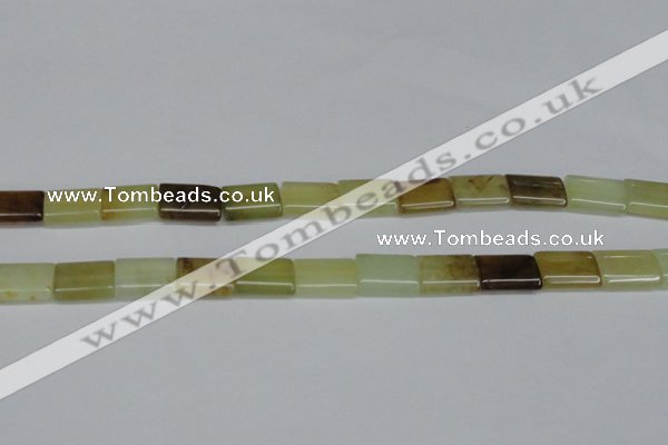 CFW142 15.5 inches 12*16mm flat tube flower jade gemstone beads