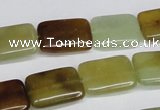 CFW148 15.5 inches 10*14mm rectangle flower jade gemstone beads