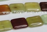 CFW150 15.5 inches 13*18mm rectangle flower jade gemstone beads