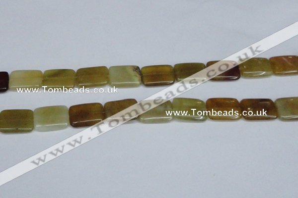 CFW151 15.5 inches 15*20mm rectangle flower jade gemstone beads