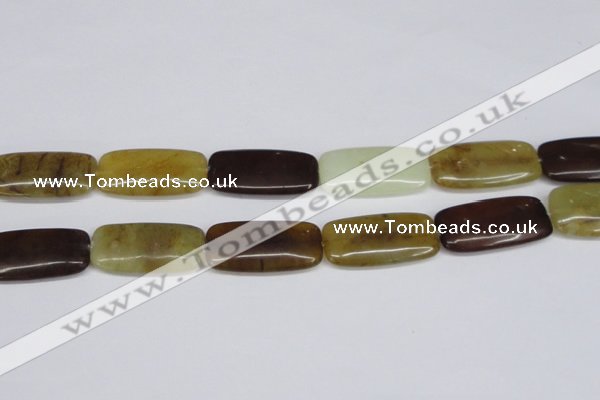 CFW156 15.5 inches 20*40mm rectangle flower jade gemstone beads