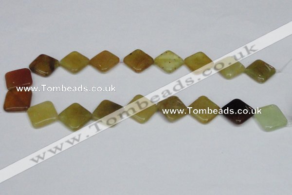 CFW159 15.5 inches 16*16mm diamond flower jade gemstone beads