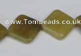 CFW160 15.5 inches 18*18mm diamond flower jade gemstone beads