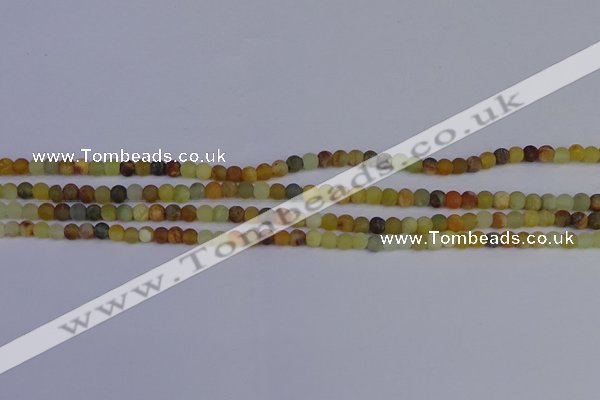 CFW200 15.5 inches 4mm round matte flower jade beads wholesale