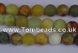 CFW201 15.5 inches 6mm round matte flower jade beads wholesale