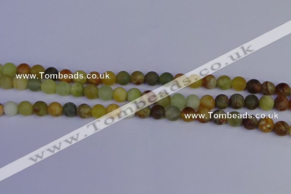 CFW202 15.5 inches 8mm round matte flower jade beads wholesale