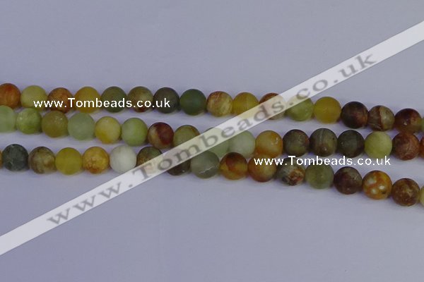 CFW204 15.5 inches 12mm round matte flower jade beads wholesale