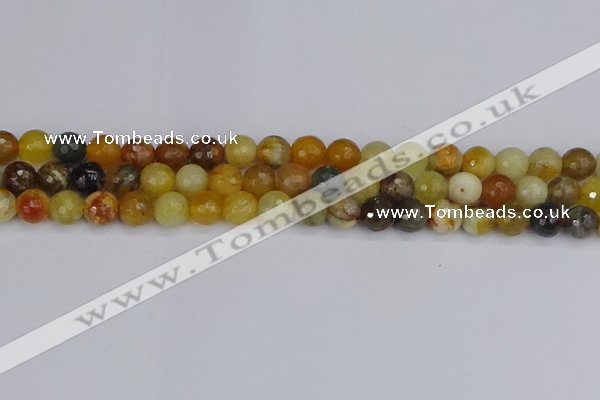 CFW212 15.5 inches 8mm faceted round flower jade beads