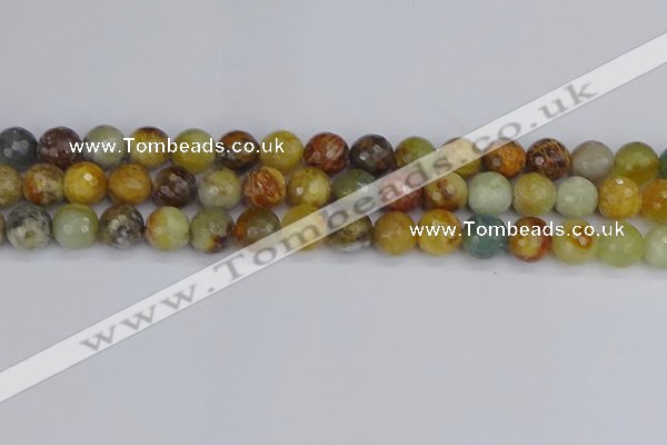 CFW213 15.5 inches 10mm faceted round flower jade beads