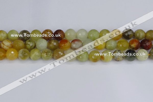 CFW214 15.5 inches 12mm faceted round flower jade beads