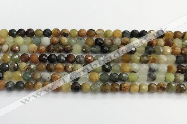 CFW218 15.5 inches 6mm faceted round flower jade beads