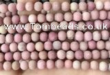 CFW36 15.5 inches 6mm round matte pink wooden jasper beads