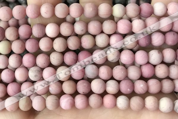 CFW36 15.5 inches 6mm round matte pink wooden jasper beads