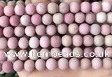 CFW37 15.5 inches 8mm round matte pink wooden jasper beads