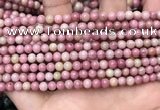 CFW44 15.5 inches 4mm round pink wooden jasper beads wholesale