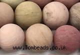 CFW74 15 inches 12mm round matte pink wooden jasper beads