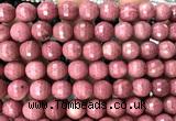 CFW79 15 inches 10mm faceted round pink wooden jasper beads