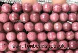 CFW80 15 inches 12mm faceted round pink wooden jasper beads