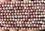 CFW83 15 inches 4mm faceted round pink wooden jasper beads wholesale