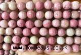 CFW86 15 inches 10mm faceted round pink wooden jasper beads wholesale