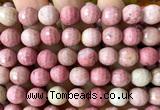CFW87 15 inches 12mm faceted round pink wooden jasper beads wholesale